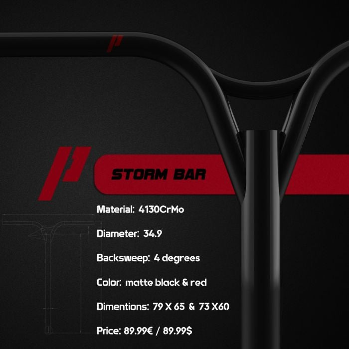 Řidítka Prime Storm 73 x 62 Black